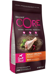 Wellness Core беззерновой корм для взрослых собак мелких пород, индейка и курица 5 кг